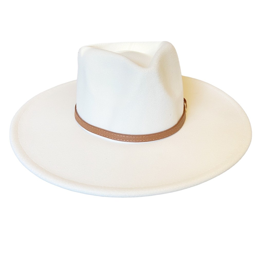 White Felt Wide Brim Rancher - Bohemian - Western - Fedora Hat